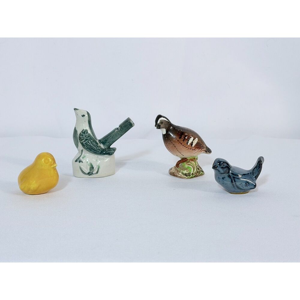 Vintage Bird Water Warble Whistle Shaker Lot of 4 Pheasant Chick Farm Blue